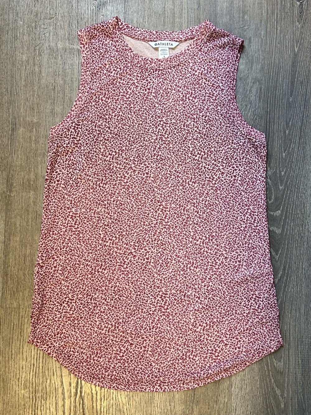 Athleta Pink Leopard Print Athletic Tank Top Lightweight Workout Gym Top Size S